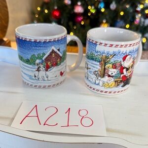 Vtg Festive Holiday Mugs Set